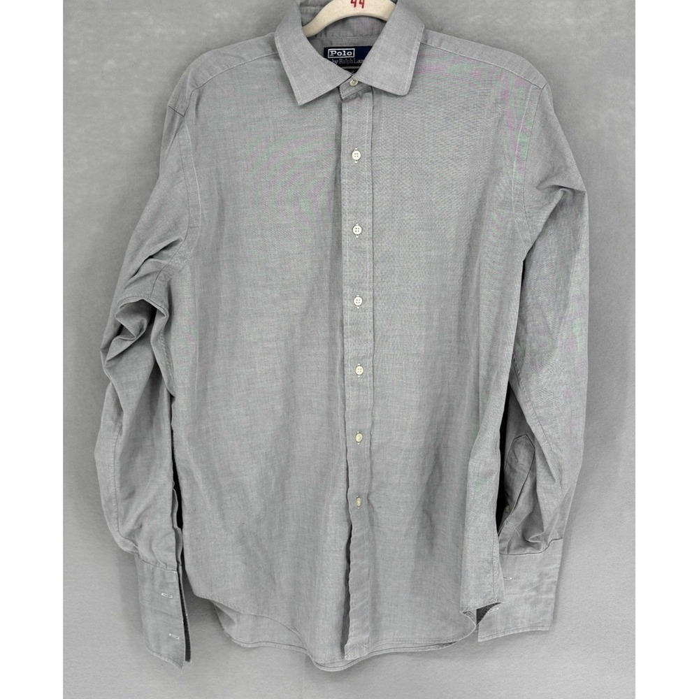 Polo Ralph Lauren Dress Shirt Mens 16/34 Gray Pinpoint‎ Oxford Long Sleeve